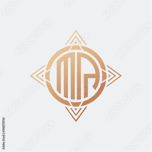 Logo features gold monogram on white
