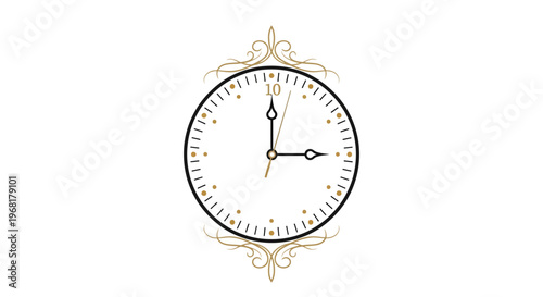 Vintage Clock Face With Ornate Decorative Elements.