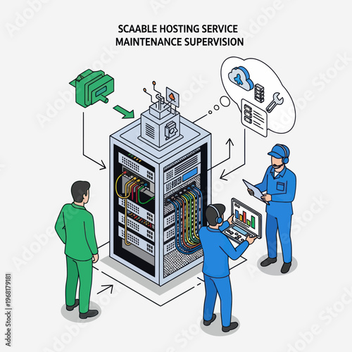 Scalable Hosting Service Maintenance Supervision with Engineers and Server.