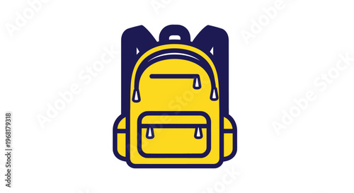 Yellow backpack with blue accents and zippers.