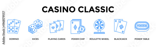 Casino Classic Banner Web Icon Set Collection Pack Vector Illustration Concept For Experience Iconic Table Games With Strategy Luck And Premium Casino Excitement