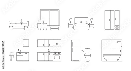 Architectural Project Vector – Furnishing, Room & Plan Illustration