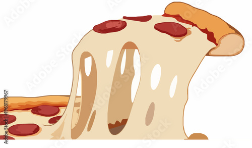 Flying pizza slices vector set with dynamic scattered composition isolated on white background