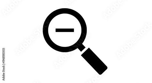 A black and white graphic of a magnifying glass with a minus symbol inside