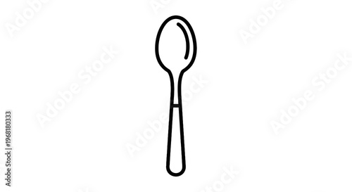 A black outline of a spoon, centered on a white background. Simple and minimalistic design