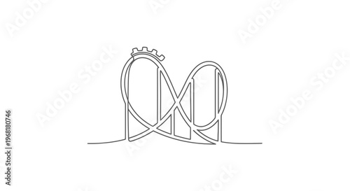 A minimalist line drawing depicts a rollercoaster on a white background