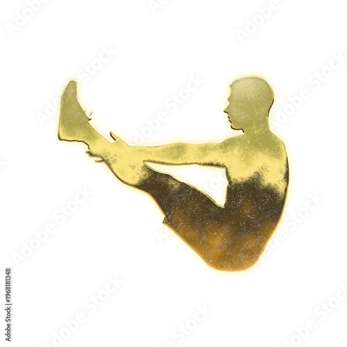 фотографія Shining golden jackknife sit-up man, alpha channel