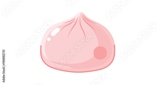 A delightful pink steamed bun illustration, showcasing soft texture and adorable round form