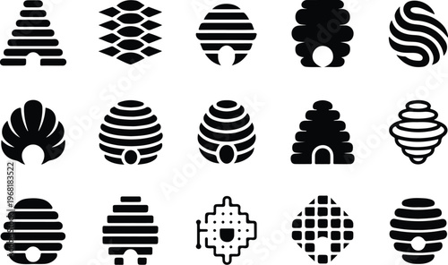 Beehive Silhouette Icon Collection Set