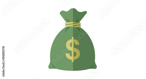 Green money bag with dollar sign signifying financial growth, wealth accumulation, prosperity, investment returns, and secure savings for future