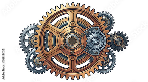 Rusty Metal Gear Wheels Mechanism Closeup.