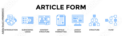 Article Form Banner Web Icon Set Collection Pack Vector Illustration Concept For Format Articles For Readability With Strong Hierarchy And Visual Flow