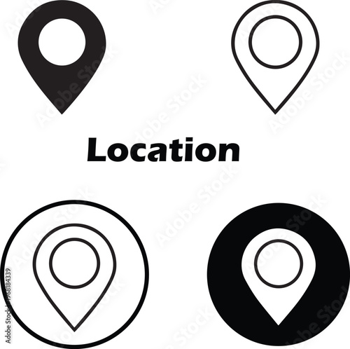 A professional set of vector map pointers and navigation icons featuring location pin markers and GPS web symbols designed for travel and business illustration
