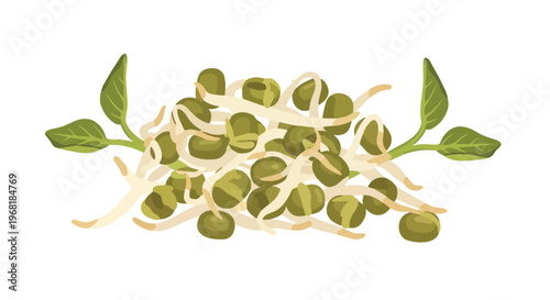 Vibrant illustration of freshly sprouted mung beans ready for healthy culinary preparations and nutritious meals