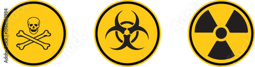 Set of yellow danger warning icons with danger icon