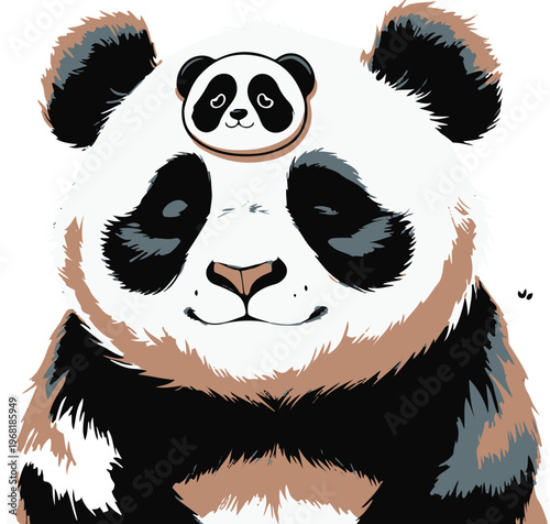 sleepy panda with droopy face, imperfect lines, cute ugly sticker 1