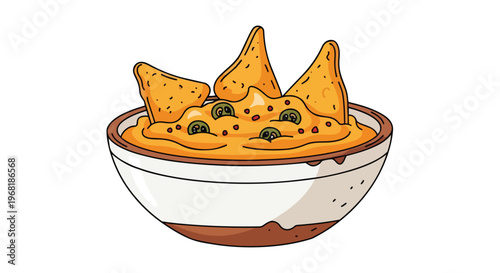 Irresistible cheesy nacho dip with tortilla chips and zesty jalapeños