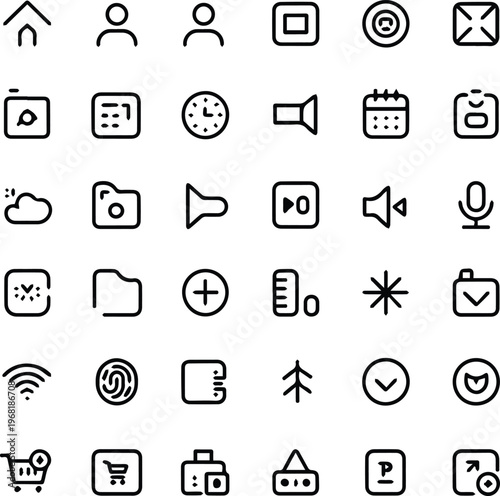 Iconic Interface Elements: A comprehensive collection of meticulously crafted, universally recognizable icons, designed to streamline digital interactions and guide users through intuitive interfaces.