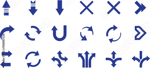 Arrows icon set. Black round reload sign, repeat icon, sync, rotate arrow symbol, refresh reload rotation