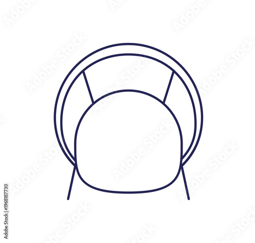 Armchair, top down view. Outline contour line drawing, chair seat from above for interior design, sketch plan. Linear furniture for floorplan. Flat vector illustration isolated on white background