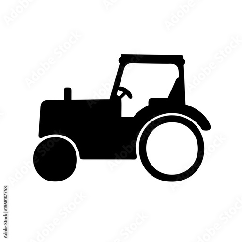 A Simple Black and White Silhouette Illustration of a Generic Tractor