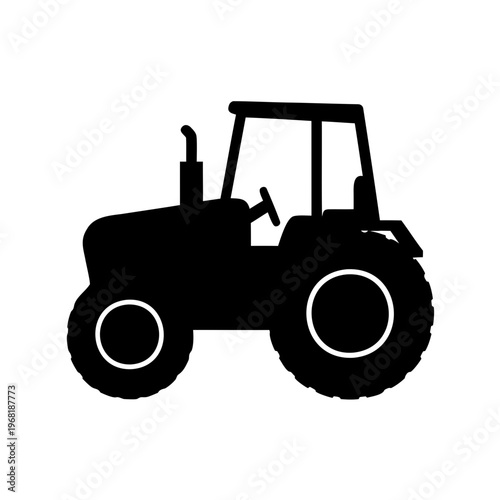 Silhouette of a classic cab tractor used in agriculture on farms