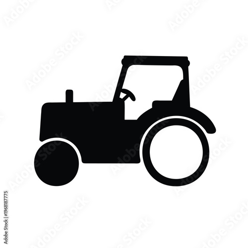 A Simple Black and White Silhouette Illustration of a Generic Tractor