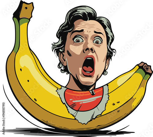 banana slipping with shocked face, funny ugly sticker 1