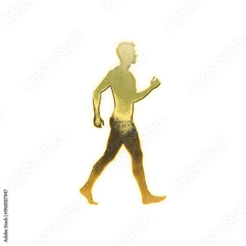 Shining golden walk man, alpha channel
