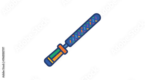 Colorful cartoon sword with handle.