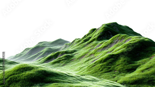 Lush green rolling hills covered in vibrant fresh grass with natural textures creating a serene landscape ideal for environmental and outdoor project backgrounds.