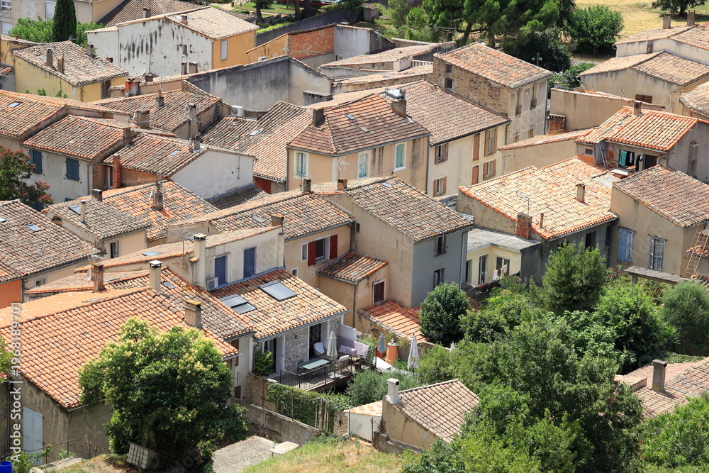 Fototapeta premium Charming rooftops of Carcassonne nestled under the sunny sky