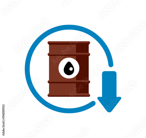 Oil price decrease pictogram icon silhouette vector illustration