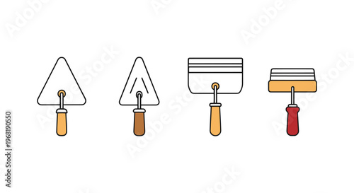Cement Trowel Line art vector flat abstract colorful illustration