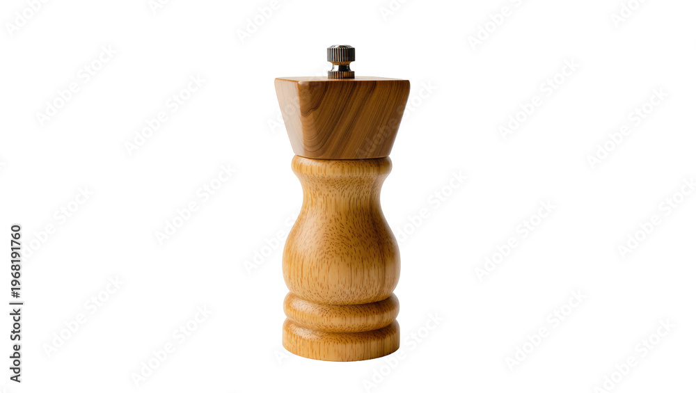 Αυτοκόλλητο Elegant wooden pepper grinder with silver knob showcasing natural grain texture,