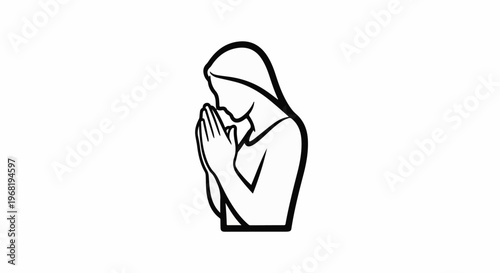 Stylized profile of a person praying with hands together
