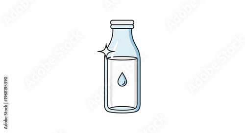 Illustration of a milk bottle with a drop of milk, representing freshness and purity