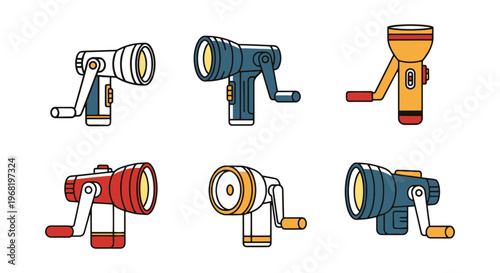 Hand crank flashlight Line art clean abstract graphic vector