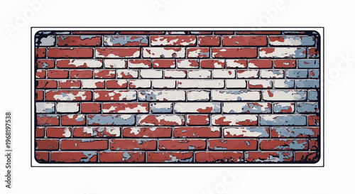 Textured, distressed red and white brick wall with a slightly faded, gritty appearance