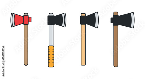 Hatchet Line art vector set simple colorful pattern