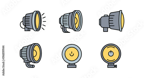 Head Lamp Line art vector set clean abstract simple shapes