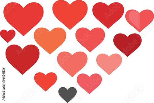 Red heart icon set vector illustration isolated on white background