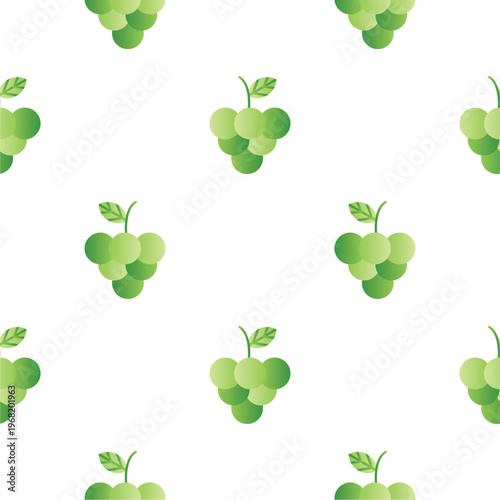 Seamless grape pattern featuring cute green grape illustrations in a playful and clean style
