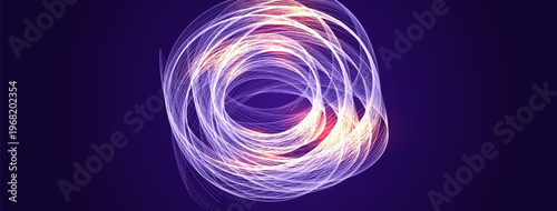 Futuristic technology background, energy motion abstract rings, sci-fi portal cosmic tunnel for music poster, club flyer, meditation trance spiritual BG. Data flow fiber concept. Vector backdrop