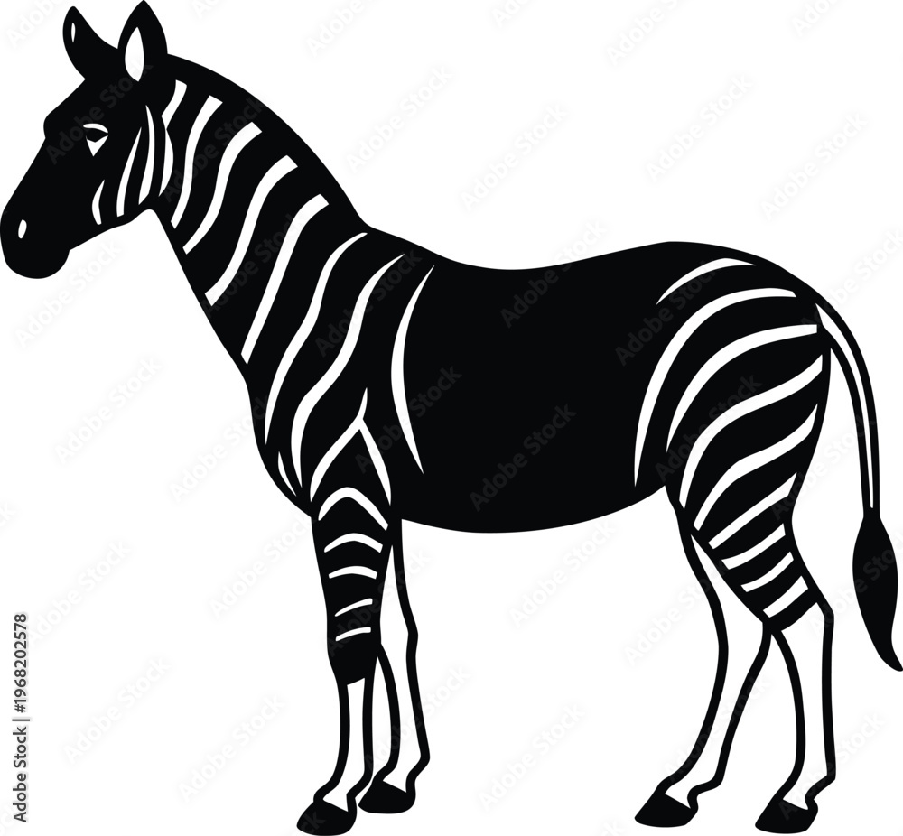 Fototapeta premium Black silhouette of a zebra with white stripes africa