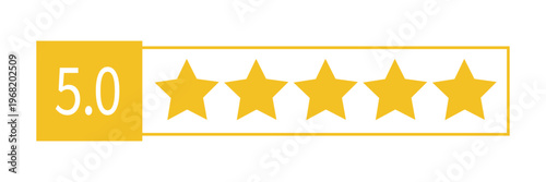 Star icon. Vector yellow isolated five stars. Customer feedback concept. Vector 5 stars rating review. Quality shape design .