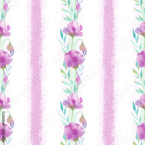 Canvastavla A seamless floral striped pattern in soft pastel shades for wedding, summer, and holiday textiles, packaging, and decor