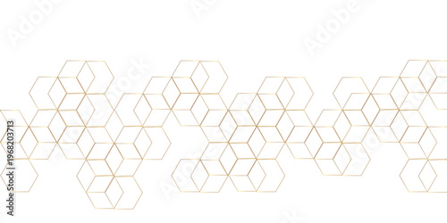 Abstract background golden hexagon stock line background. abstract artistic of geometric background Gold gradient abstract seamless vector pattern. Minimal style website banner, decoration Vector.