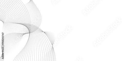Abstract grey, white smooth element swoosh speed wave modern stream background. Wave with lines created using blend tool. Abstract frequency sound wave lines and twisted curve lines background.	