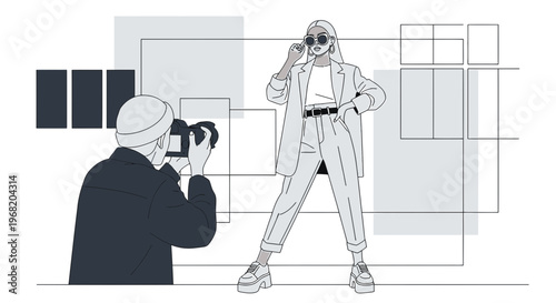 Fashion Photoshoot: Photographer Captures Stylish Woman Posing